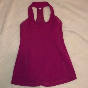 DARK PINK LULULEMON MESH TANK TOP W/ BUILT IN BRA